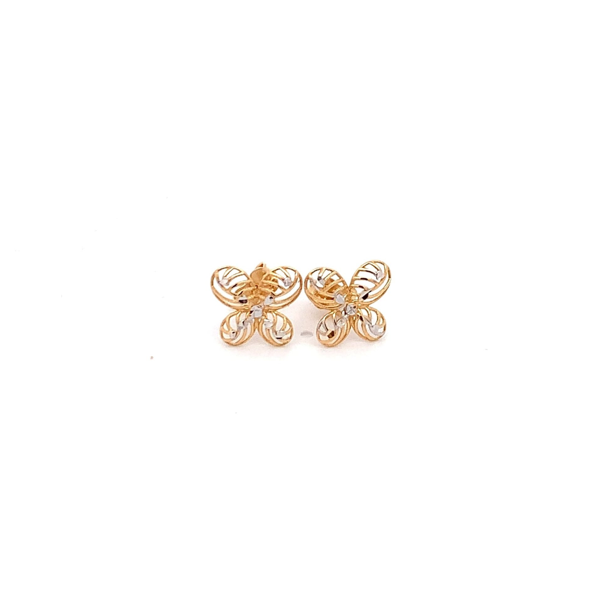 18K Gold Earrings Flower Yellow White 1.27 grams - Rafant