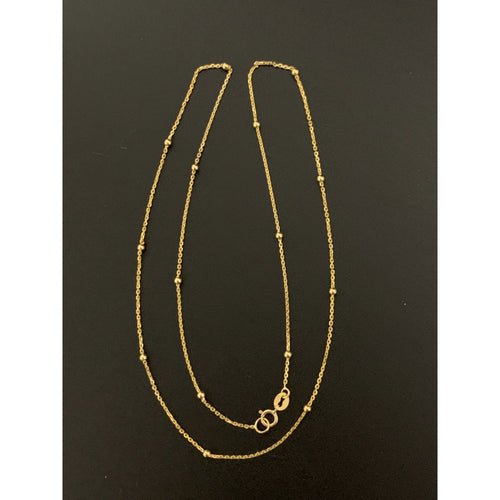 18K Gold Necklace Chain with Tiny Beads 18 inches 2.11 grams - Rafant