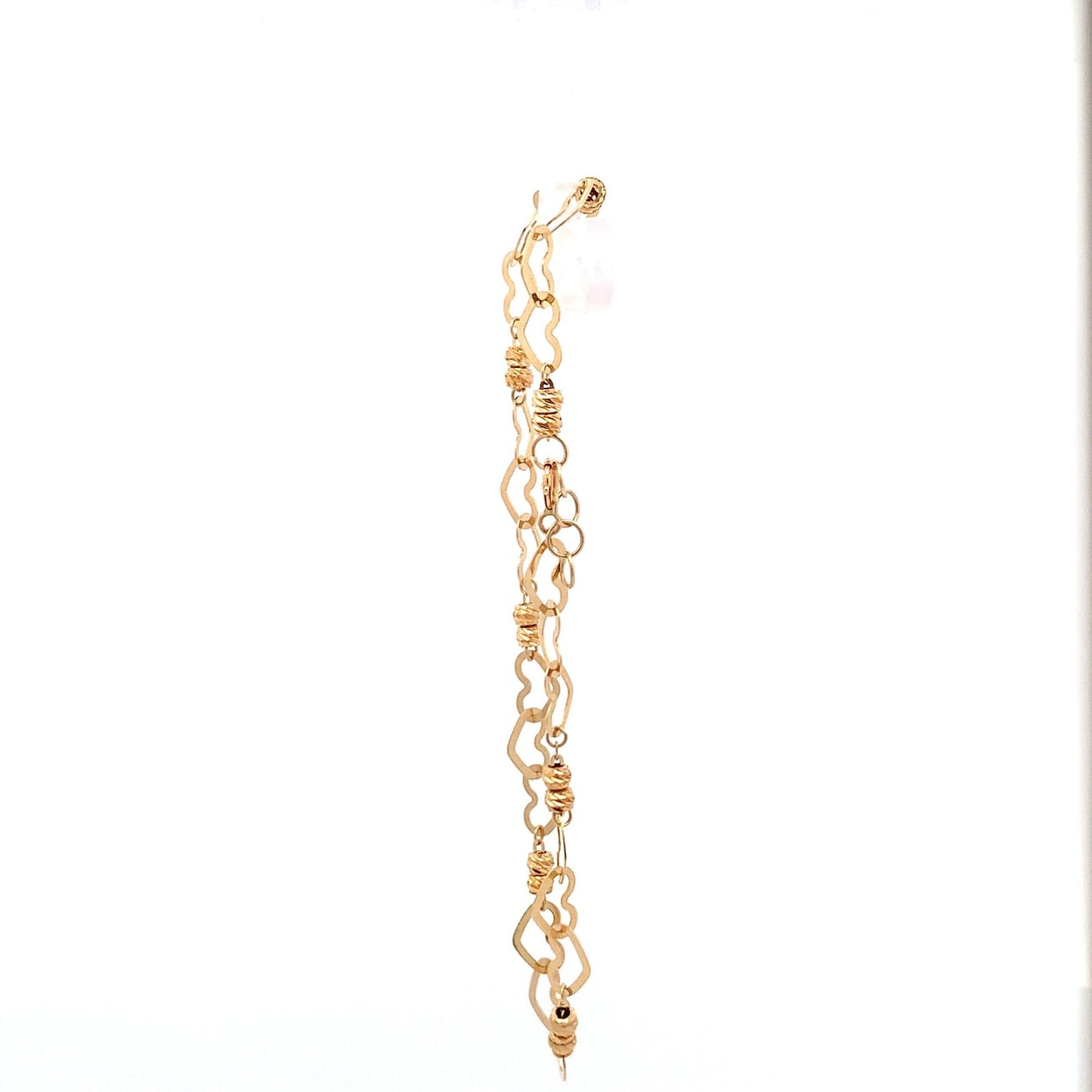 18K Yellow Gold Bracelet Heart Beads 2.46 grams 7.5 inches - Rafant