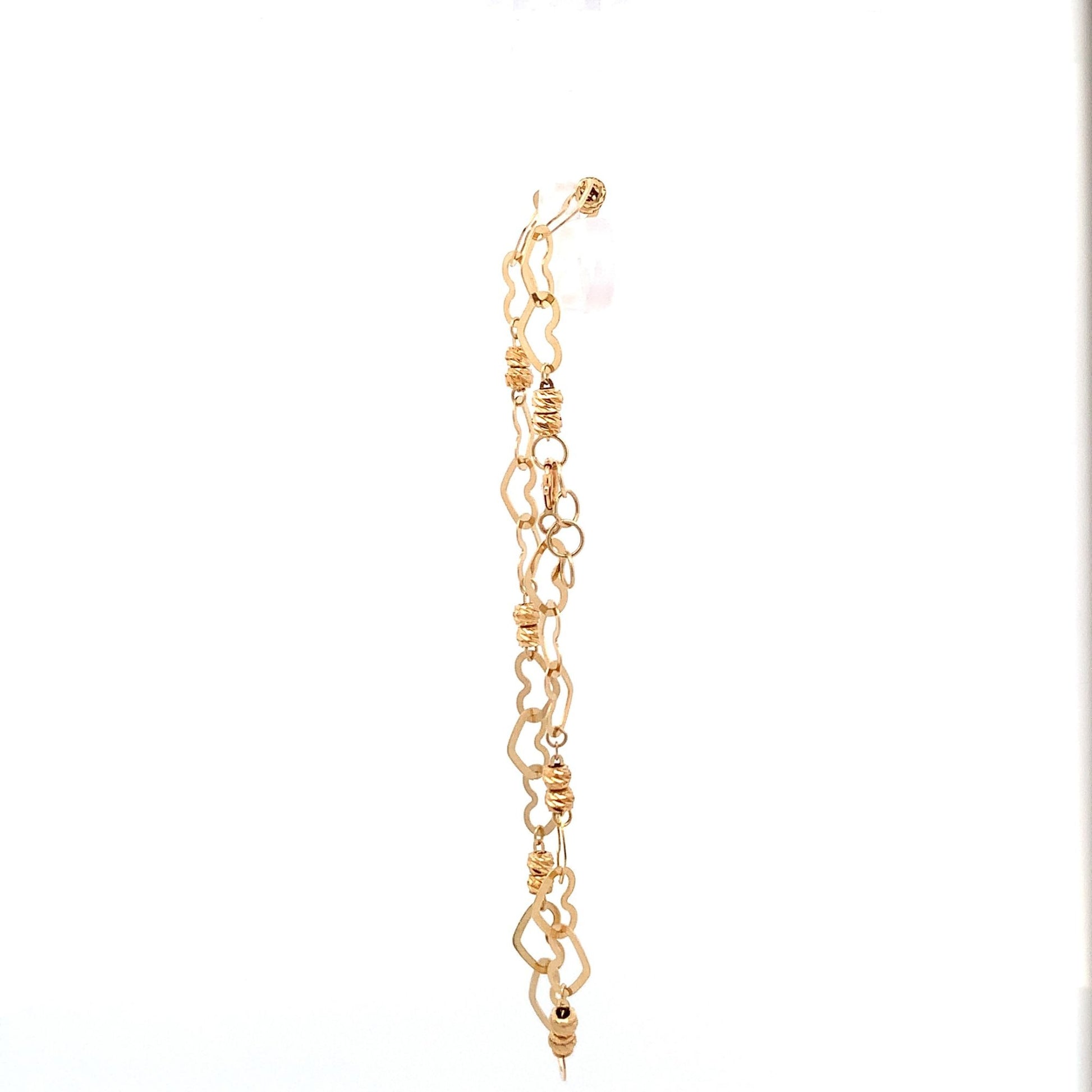 18K Yellow Gold Bracelet Heart Beads 2.46 grams 7.5 inches - Rafant