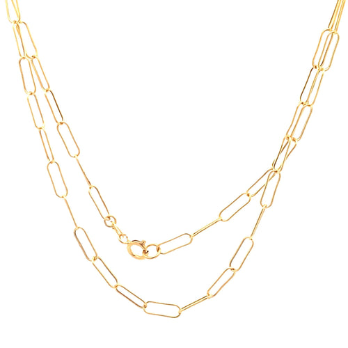 18K Yellow Gold Necklace Chain Paperclip Size 18 inches 1.51 grams - Rafant