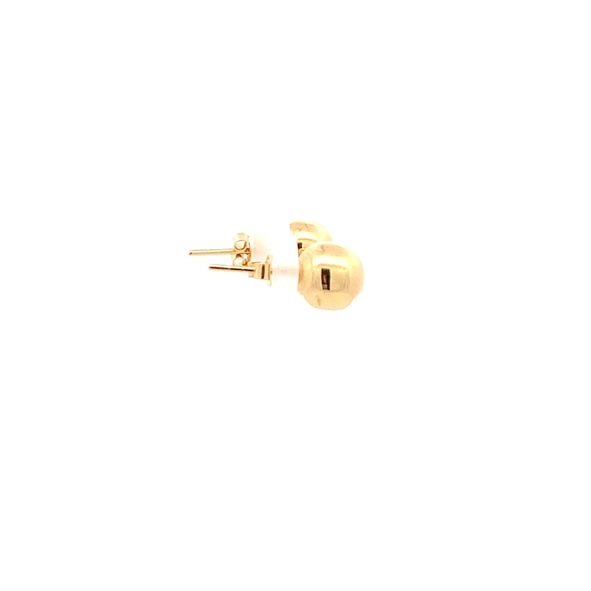 18K Yellow Gold Earrings Stud Ball Polished 1.33 grams - Rafant