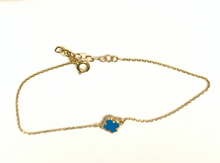 Load image into Gallery viewer, New Real 18K Saudi Gold Blue Clover Bracelet 7.5&quot; - Rafant
