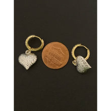 Load image into Gallery viewer, 18K Gold Earrings Hoops Heart Dangling White Yellow Gold 2.77 grams - Rafant
