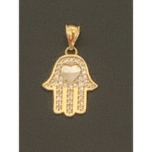 Load image into Gallery viewer, 18K Gold Pendant Hand of Fatima Cubic Zirconia 1.25 grams - Rafant
