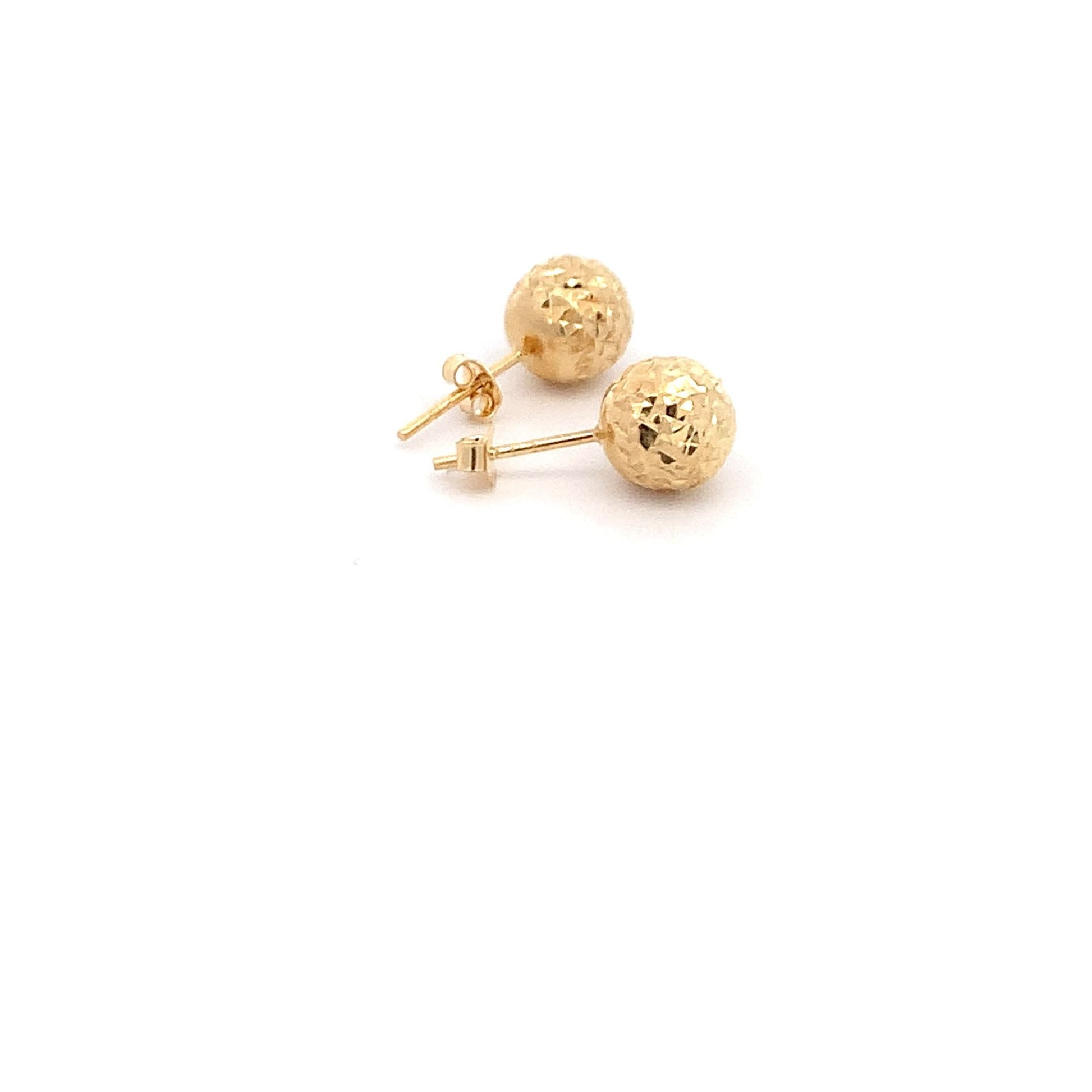 18K Yellow Gold Earrings Stud Ball Textured 1.44 grams - Rafant