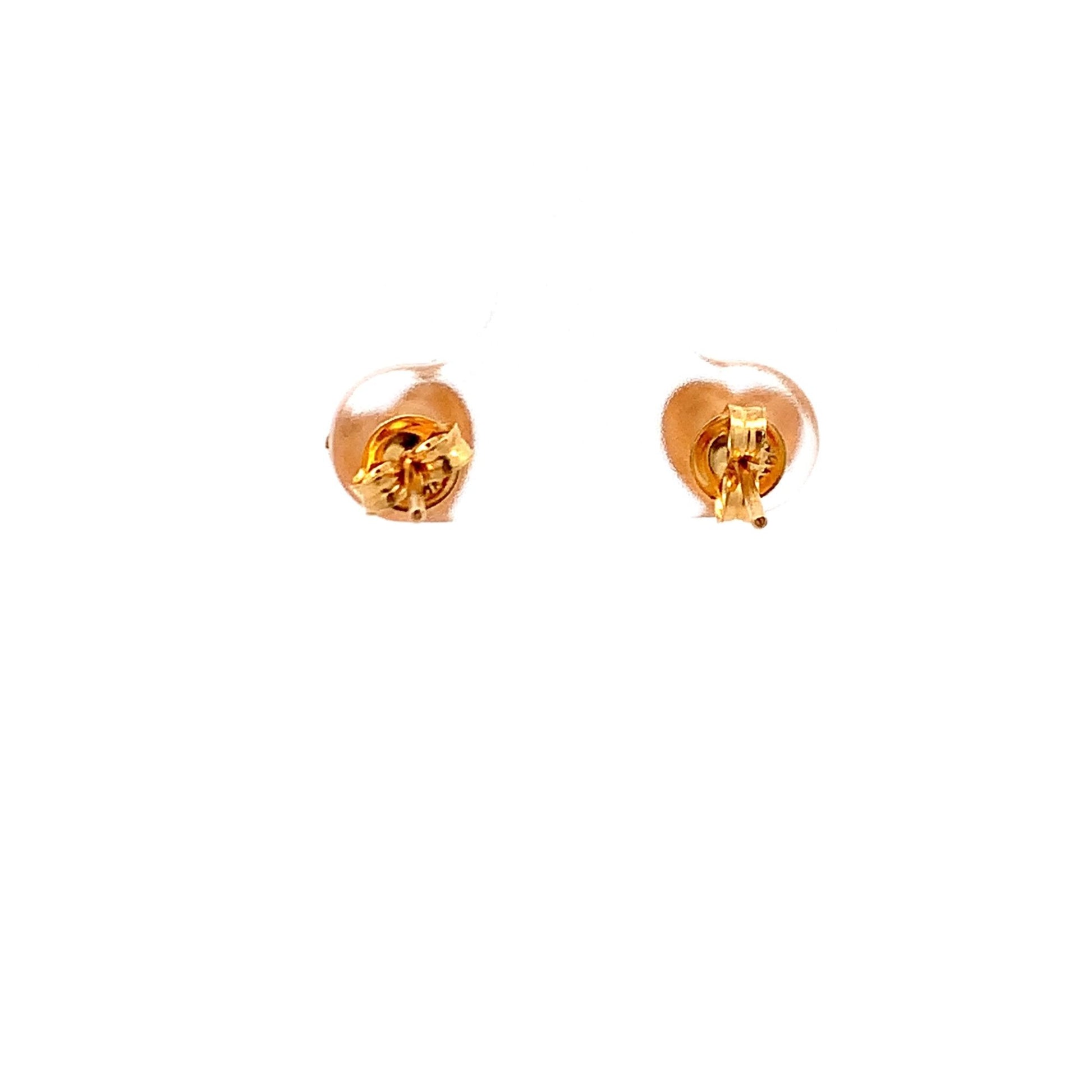 18K Gold Earrings Heart Stud Tiny 0.98 grams - Rafant