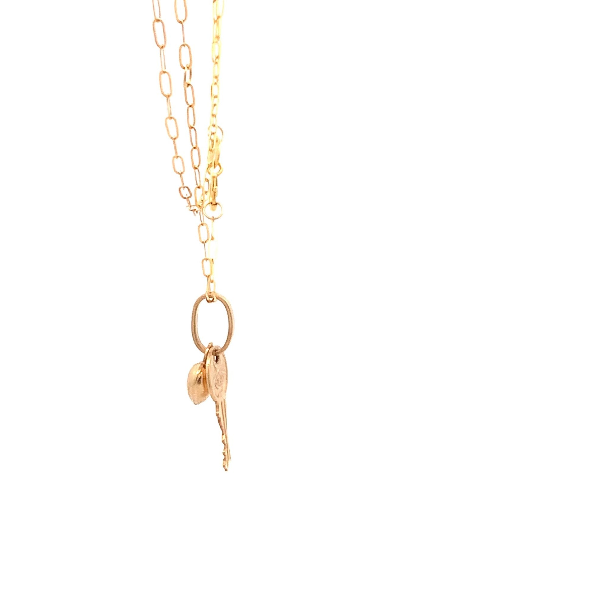 18K Yellow Gold Necklace Chain 18 inches Heart Pendant 1.53 grams - Rafant