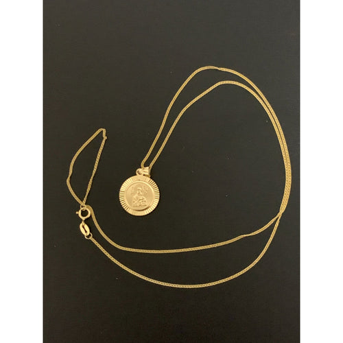 18K Gold Necklace Chain 20 inches with Jesus Christ Pendant 2.72 grams - Rafant