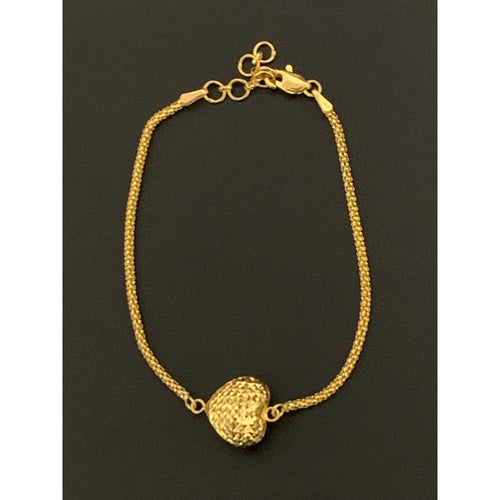 21K Yellow Gold Bracelet Puffed Heart 6.5 inches - Rafant
