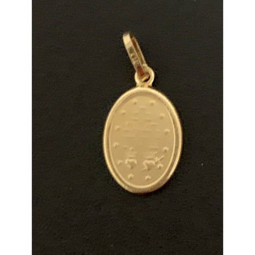 18K Gold Pendant Oval Religious Mother Mary 1.05 grams - Rafant