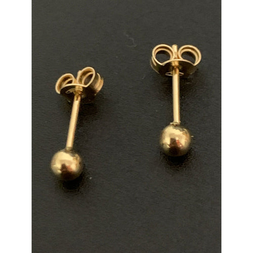 18K Gold Earrings Stud Balls Polished 0.91 grams Small - Rafant