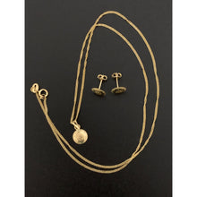 Load image into Gallery viewer, 18K Gold Necklace Chain 18 inches Circle Round Pendant with Earrings Set 1.82 grams - Rafant
