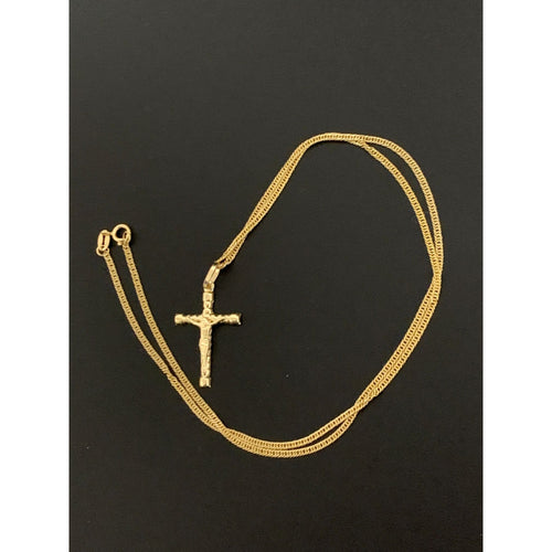 18K Gold Necklace Chain 18 inches Cross Pendant 2.48 grams - Rafant