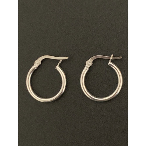 18K Gold Earrings Hoops Loops Small 1.07 grams White Gold - Rafant
