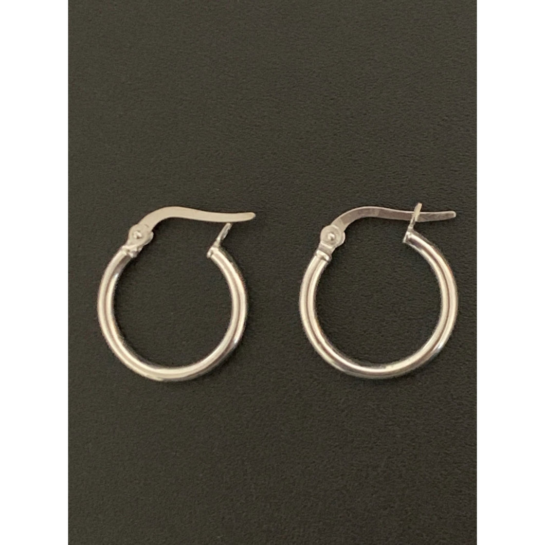 18K Gold Earrings Hoops Loops Small 1.07 grams White Gold - Rafant