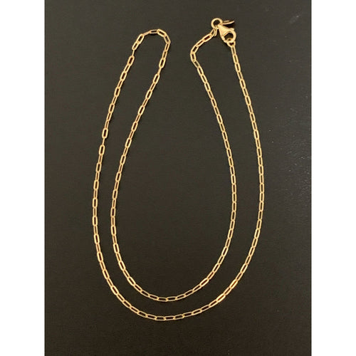 18K Gold Necklace Paperclips Chain 17.75 inches 2.76 grams - Rafant