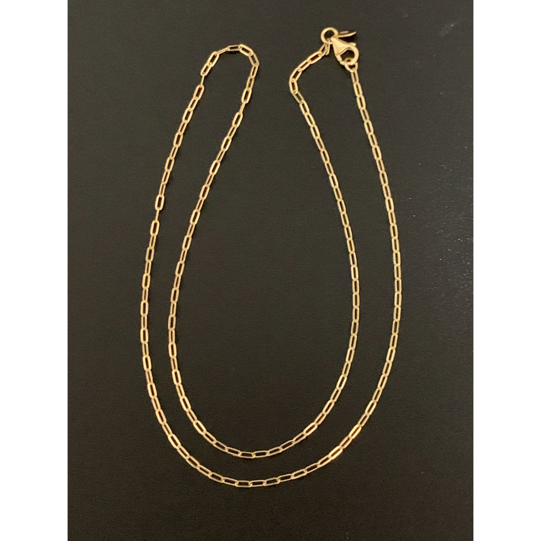 18K Gold Necklace Paperclips Chain 17.75 inches 2.76 grams - Rafant