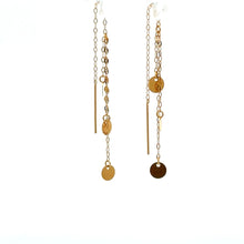 Load image into Gallery viewer, 18K Gold Earrings Threader Discs 0.34 grams Very Tiny - Rafant
