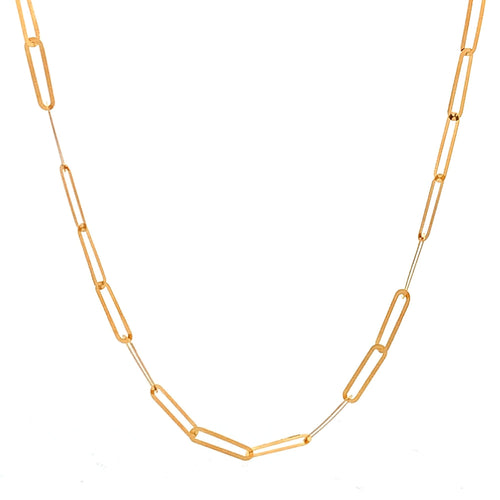 18K Yellow Gold Necklace Chain Paperclip 1.22 grams 15.75 inches plus one inch extension - Rafant