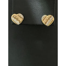 Load image into Gallery viewer, 18K Gold Earrings Stud Heart Tricolor 1.25 grams - Rafant
