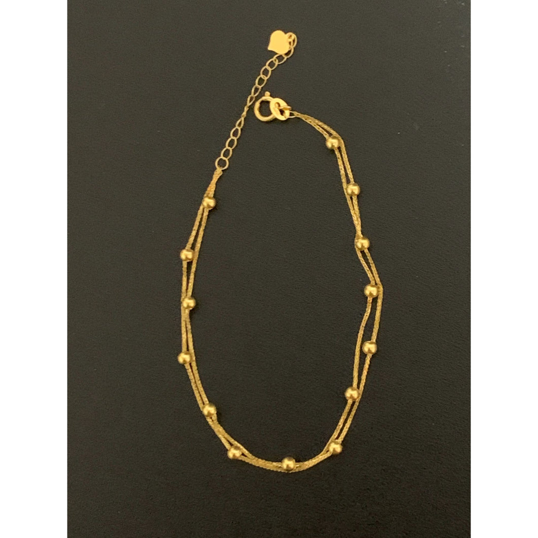18K Gold Bracelet Beaded 6 inches plus 1