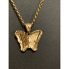 Load image into Gallery viewer, 18K Gold Necklace Rolo Chain 19.50&quot; with Butterfly Pendant 3.01 grams - Rafant
