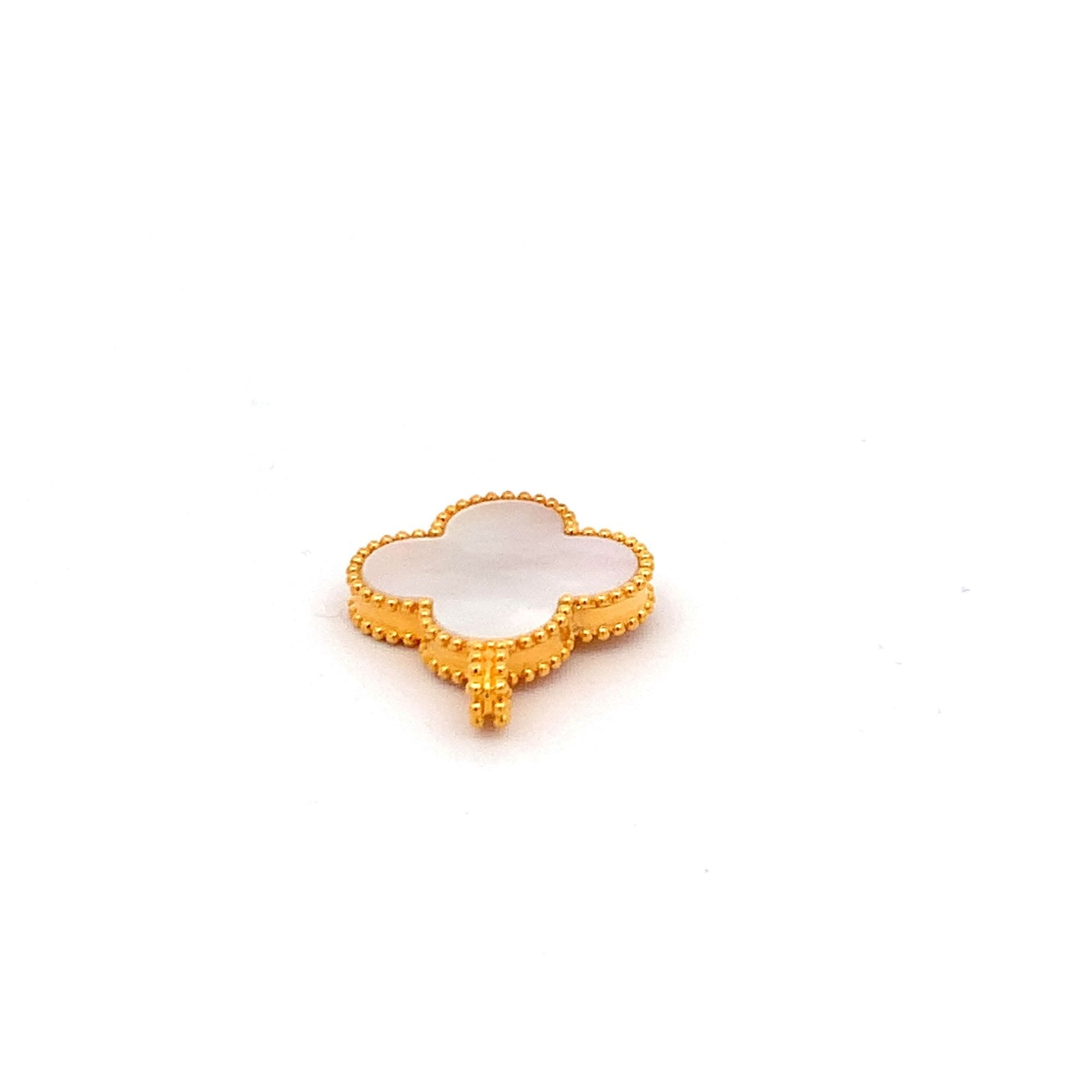 18K Yellow Gold Pendant Mother of Pearl Good Luck Charm 1.19 grams - Rafant