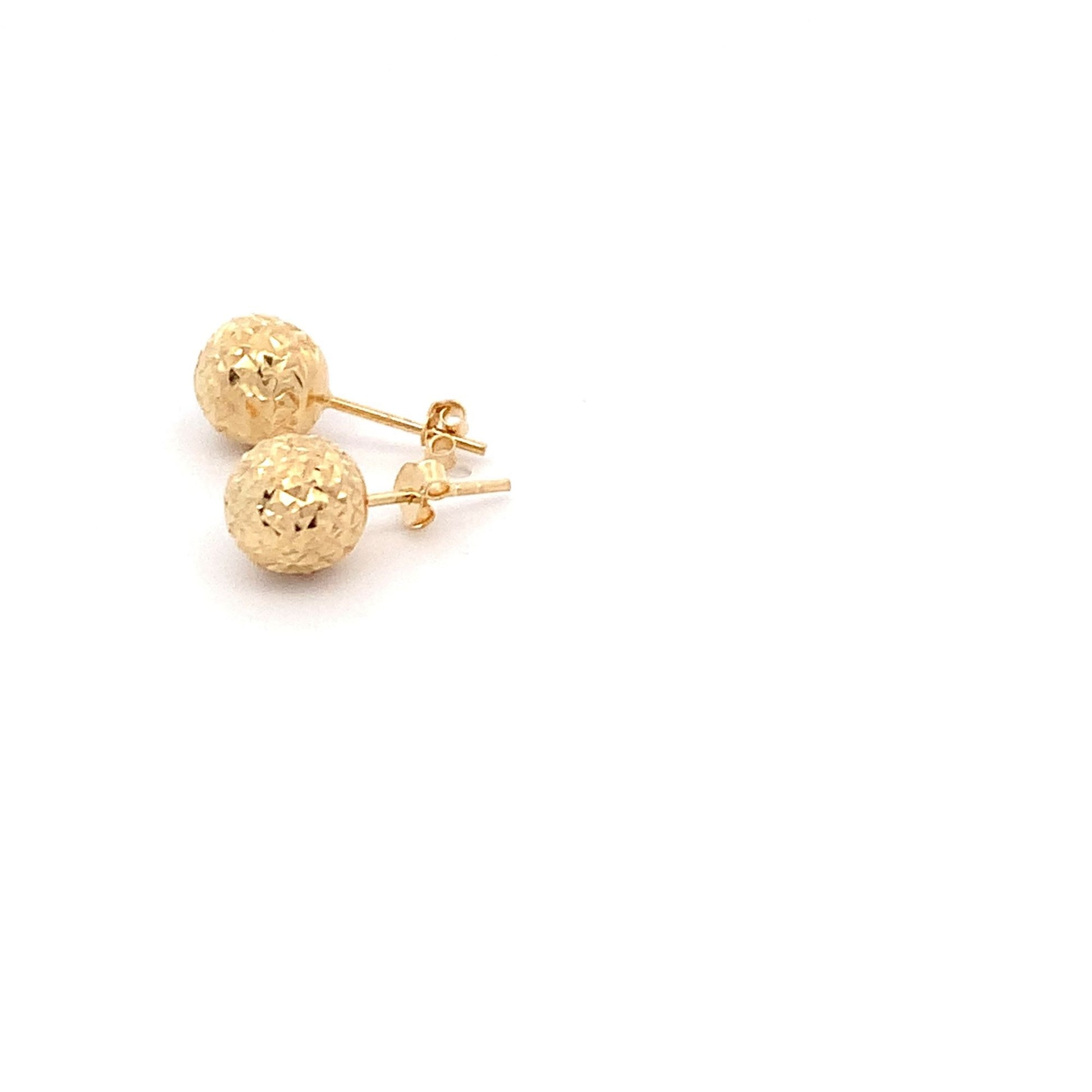 18K Yellow Gold Earrings Stud Ball Textured 1.44 grams - Rafant