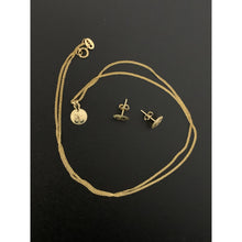 Load image into Gallery viewer, 18K Gold Necklace Chain 18 inches Round Circle Pendant with Earrings Set 1.80 grams - Rafant
