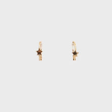 Load and play video in Gallery viewer, 18K Gold Earrings Huggie Very Tiny Hoops Star
