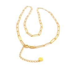 Load image into Gallery viewer, 18K Yellow Gold Necklace Chain Paperclips 15.75 inches plus 1 inch - Rafant
