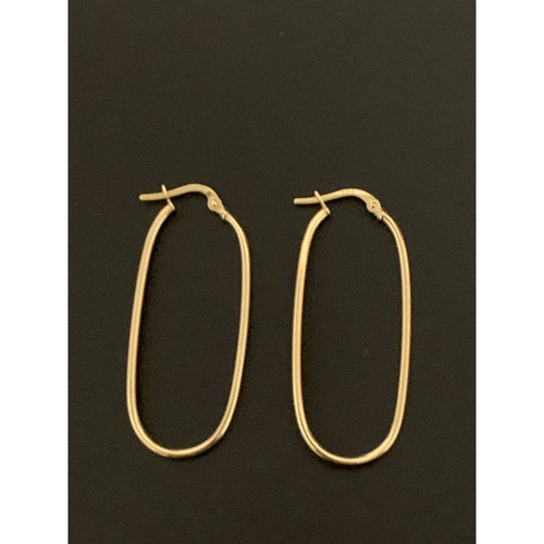 18K Gold Earrings Hoops Oval 1.49 grams - Rafant