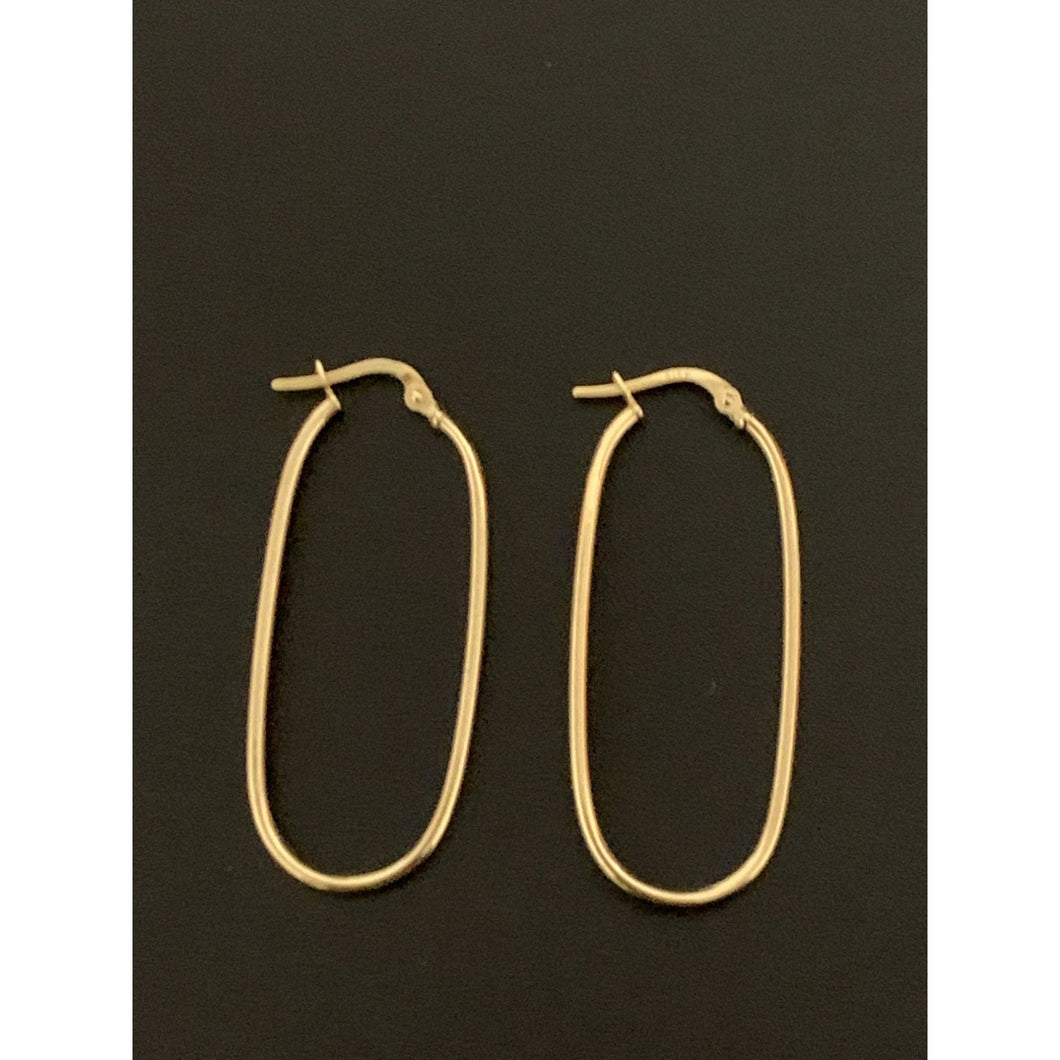 18K Gold Earrings Hoops Oval 1.49 grams - Rafant