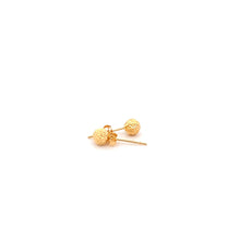 Load image into Gallery viewer, 18K Yellow Gold Earrings Stud Ball Textured Tiny 0.56 grams - Rafant
