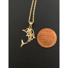 Load image into Gallery viewer, 18K Gold Necklace Chain 17.75 inches with Dolphin Pendant With Defects Chain Kinks - Rafant
