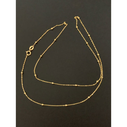 18K Gold Necklace Chain Beaded 17.50 inches 1.19 grams - Rafant