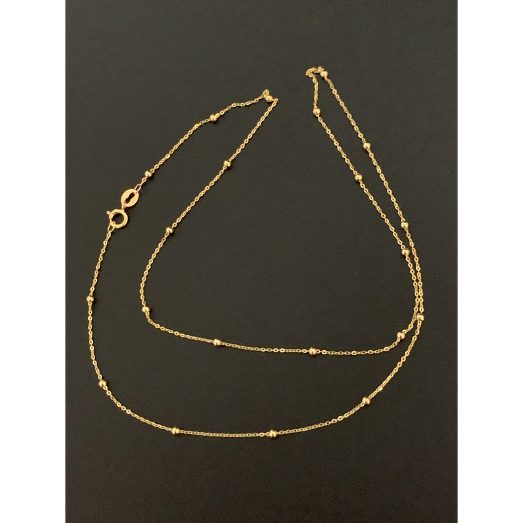 18K Gold Necklace Chain Beaded 17.50 inches 1.19 grams - Rafant