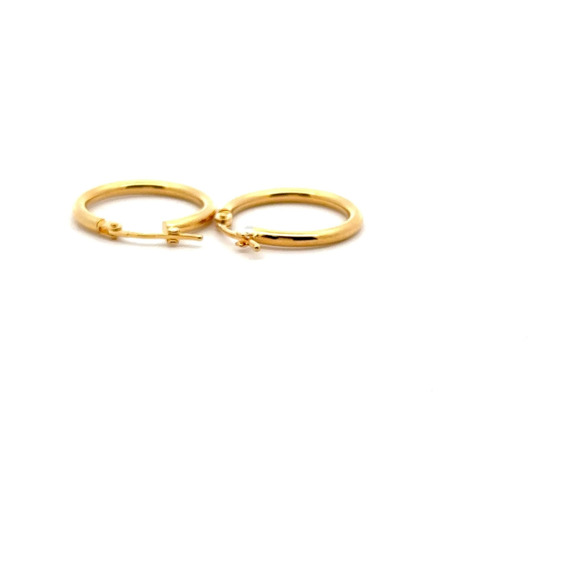 18K Gold Earrings Hoops Polished 1.13 grams - Rafant
