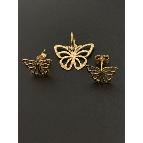 18K Gold Earrings Pendant Butterfly 1.91 grams - Rafant