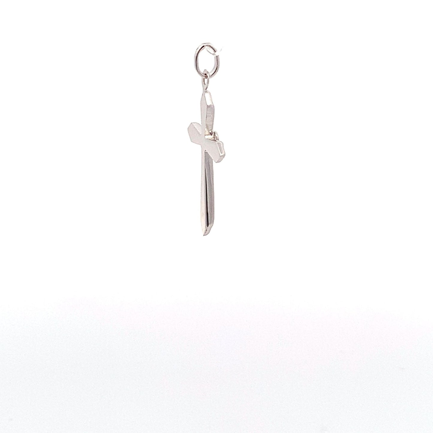 18K White Gold Pendant Cross Religious Small 0.88 grams with Defects - Rafant