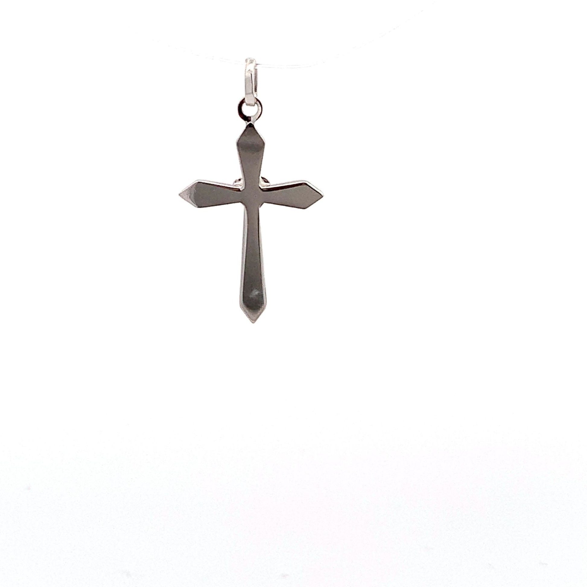 18K White Gold Pendant Cross Religious Small 0.88 grams with Defects - Rafant