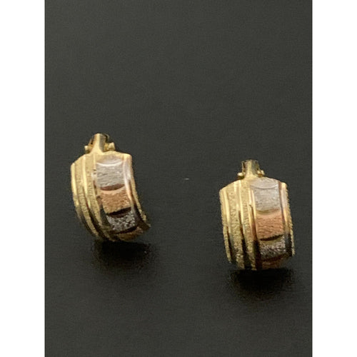 18K Gold Earrings French Clips Tricolor 1.23 grams - Rafant