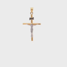 Load and play video in Gallery viewer, 18K Gold Pendant Cross Religious White Yellow Gold 1.17 grams Jesus Christ

