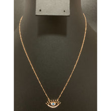 Load image into Gallery viewer, 18K Gold Necklace Chain Evil Eye Cubic Zirconia 16 inches Rose Gold 1.83 grams - Rafant
