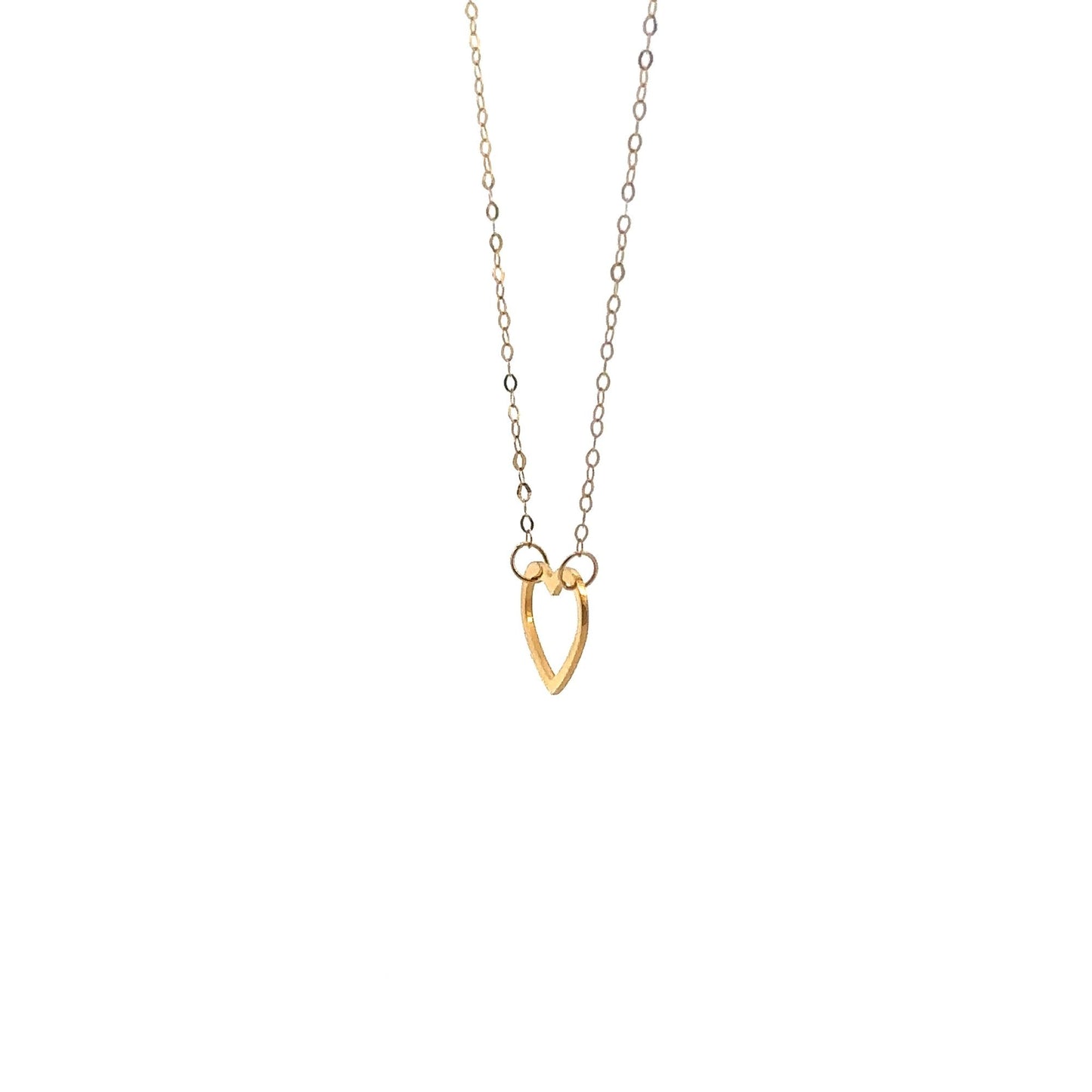 18K Gold Necklace Chain 18 inches Pendant Heart 0.58 grams - Rafant