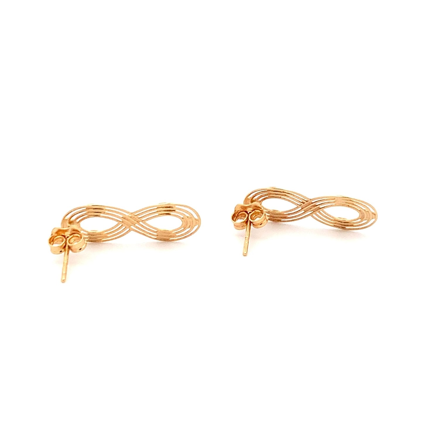 18K Gold Earrings Infinity Post White Yellow Gold 2.12 grams - Rafant