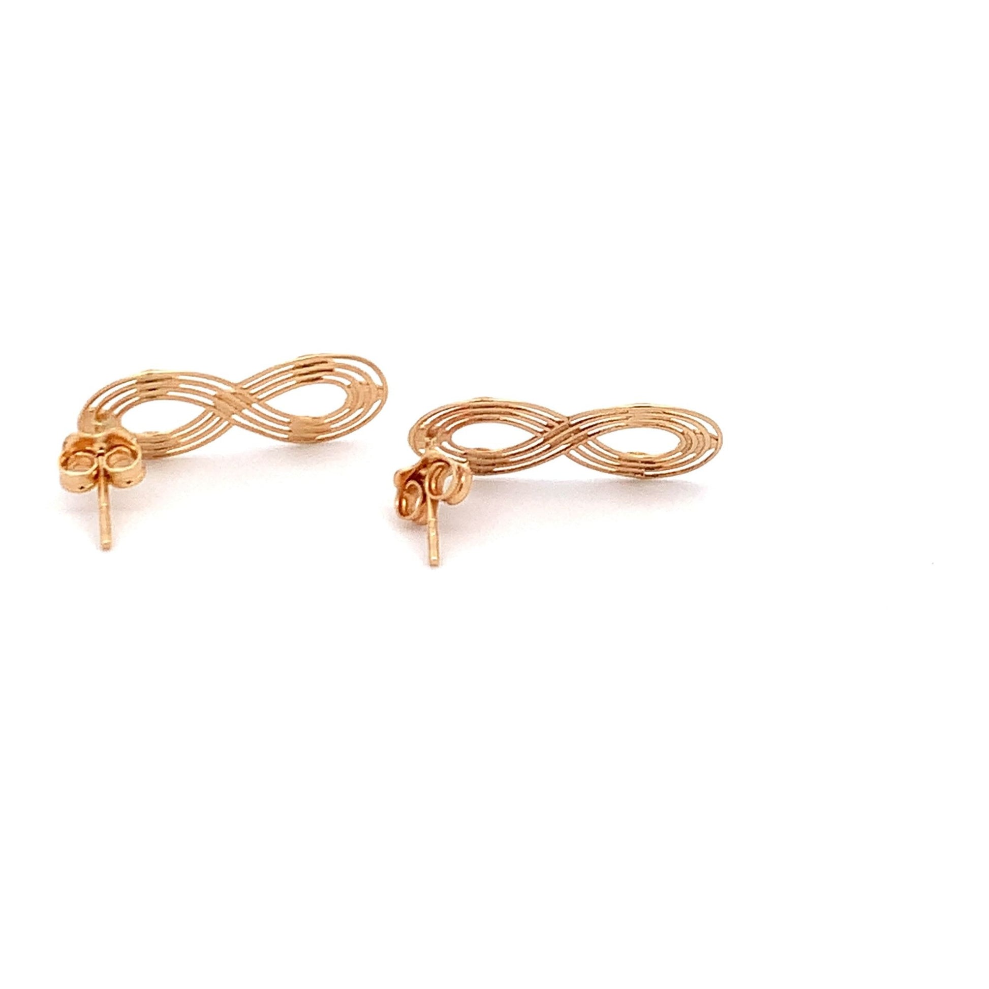 18K Gold Earrings Infinity Post White Yellow Gold 2.12 grams - Rafant