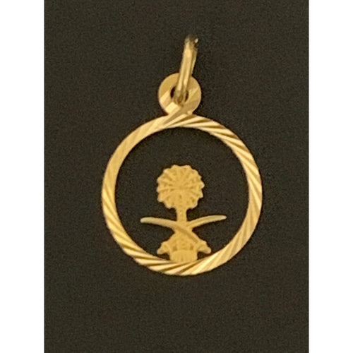 18K Gold Pendant Swords Round Circle 1.37 grams - Rafant