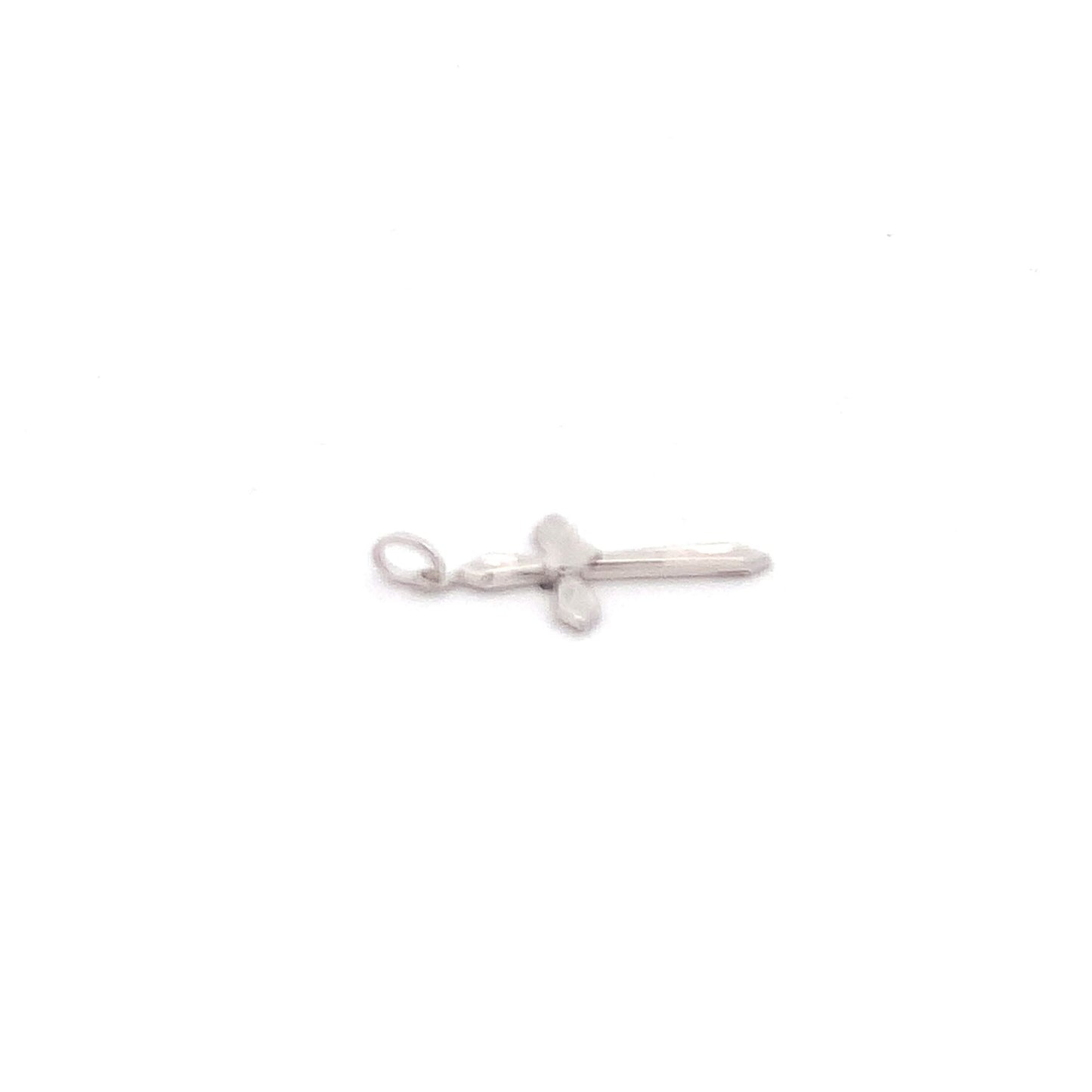 18K White Gold Pendant Cross Religious Small 0.88 grams with Defects - Rafant